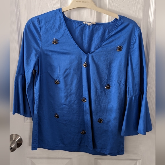 Embellished Blue Jane & Delancey Blouse Size Small - Picture 1 of 4